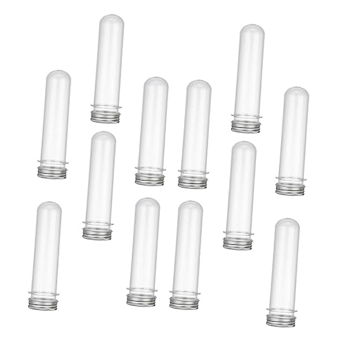 DECOMELODY 40ml Pet Material Test Tube Bottles Halloween Candy Tubes Sealed Caps 12 Pieces Plastic Storage Jars for Juice