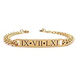 almendra bracciale da uomo personalizzato in acciaio con incisione personalizzabile braccialetto regalo ragazzo nome frase inciso amico scritta (catena 5mm oro)