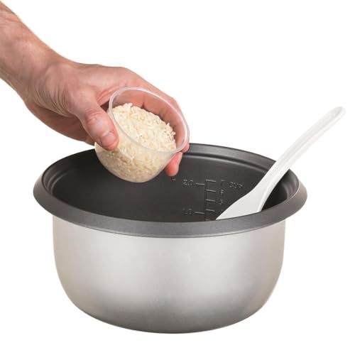 Russell Hobbs Electric Rice Cooker - 2kg (14 Portion - 145g per serving) Removable non stick bowl, Dishwasher-safe bowl & lid, Steamer basket, measuring cup & spoon inc, Energy Saving, 500W, 27040