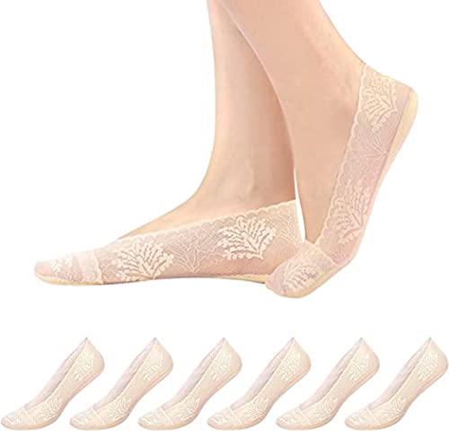 10 Pares Meias femininas invisíveis de corte baixo respirável, Silicone antiderrapante renda invisív