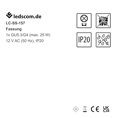ledscom.de 20 Pieces GU5.3/G4 Socket, Ceramic, White, 12V AC, max. 25W, 20 piece (pack of 1) - Image 4