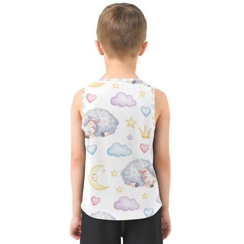 J JOYSAY Cartoon Goat Cloud Star Boys Tank Top Sleeveless Muscle Shirts Quick Dry Active Workout Sport Kids T-Shirts 3-15T3
