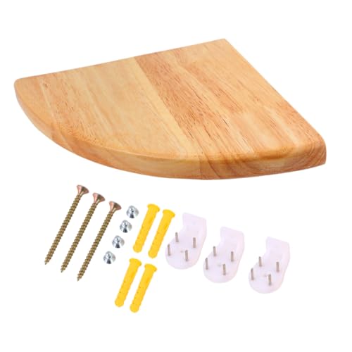 BESPORTBLE Estante de Esquina Flotante de Madera de Caucho Estante Colgante Adhesivo Radio de 17 CM de Pared para Baño y Ducha Soporte para Macetas y Objetos Pequeños