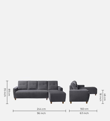Image of Sleepyhead Yolo Designed by Duroflex - 3 Seater Sofa, RHS L Shape Sofa Set |Premium Fabric, Plush 3-Layer Cushioning |Modern Buttonless Tufted & Anti-Sag Comfort |3 Years Warranty - Sesame Grey
