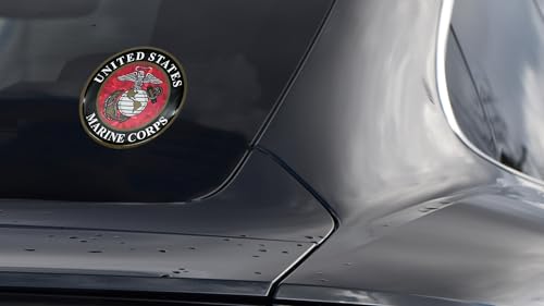 Image of Elektroplate US Marine Corps Crest Premium Reflective Car Decal 3.25 inch | Officially Licensed USMC, Weatherproof Automotive Grade Metallic Domed Sticker - Water Bottle, Laptop & More; Made in the USA