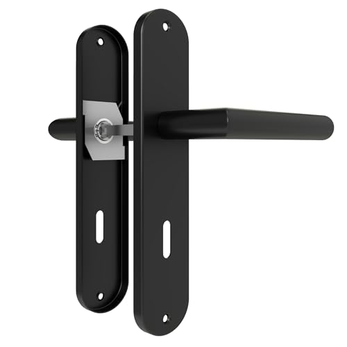 DIYGEEK Türgriffe Innentüren Schwarz Türklinke Türbeschlag Drückergarnitur Zimmertür Türgriff-Set Moderne Edelstahl 72mm BB-Buntbart mit Montagezubehör