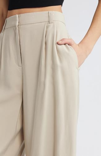 Image of Elendra Cotton Blend Wide Leg Pants for Women | HIGH Waist Formal Baggy Pants