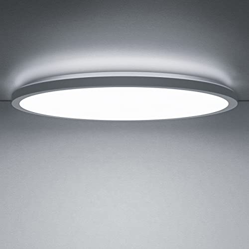 Plafón LED plano, plafón redondo 24W 2200LM, panel redondo blanco frío 6000K, resistente al agua IP44 para salón, baño, cocina, balcón, baño, pasillo, sótano, Ø420×25mm Cover