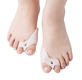 INSTANT BUNION RELIEF: Helps ease bunion pain by reducing friction, irritation, and pressure on bunion joint with luxuriously cushy gel design. Big toe separators increase the spacers between big toe and second toe, alleviates and re-aligns overlappi...