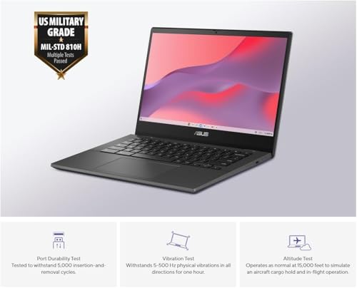 Image of ASUS Chromebook CM14 Laptop (14 inch FHD LED Anti-glare, MediaTek Kompanio 520, 64GB eMMC + 64GB SD Card), Home & Student, Ruggedized, 15-Hr Long Battery Life, Webcam, Spill Resistant, Wi-Fi 6, Chrome OS