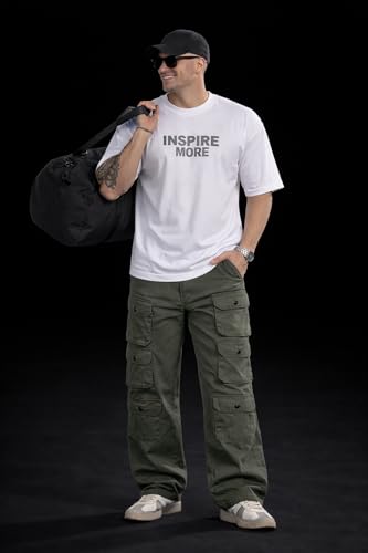 Image of Wear lusso 10 Pocket Cargo Pants for Men | Cotton Twill Fabric | Regular Fit Utility Cargo Trousers | Casual Streetwear Bottomwear
