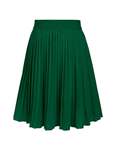 Hopeac Kids Girls Long Skirt High Waist Pleated Skirt A Line Swing Midi Skirt Green #TOP16