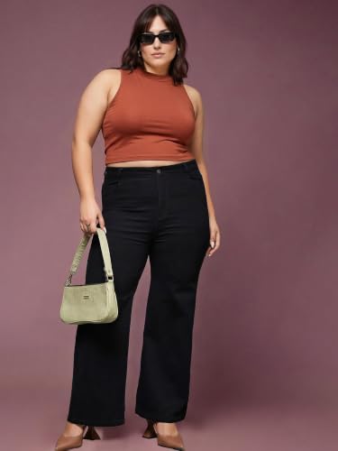 Image of Miss Chase A+ Women's Wide Leg High Rise Regular Length Stretchable Denim Jeans