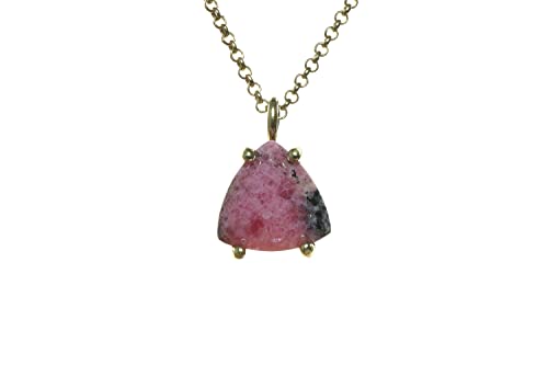 Collier en or 18k avec rhodonite Anémone, bijou de mariée fait main unique - 3