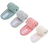 4 Stück Kosmetik Haarband Damen mit Klettverschluss, Spa-Stirnband, Verstellbares Abschmink Haarband, Make-Up-Stirnbänder für Hautpflege, Gesichtsreinigung, Sport, Yoga (Grün, Rosa, Weiß, Grau)