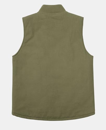 Image of ZENTHACE Mens Quilted Lined Duck Canvas Work Vest,Brass Zip Up