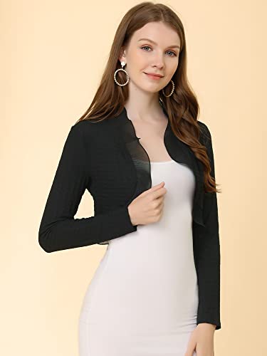 Allegra K Women's Elegant Crop Shrugs for Evening Dress Long Sleeve Textured Open Front Ruffle Bolero Shrug2