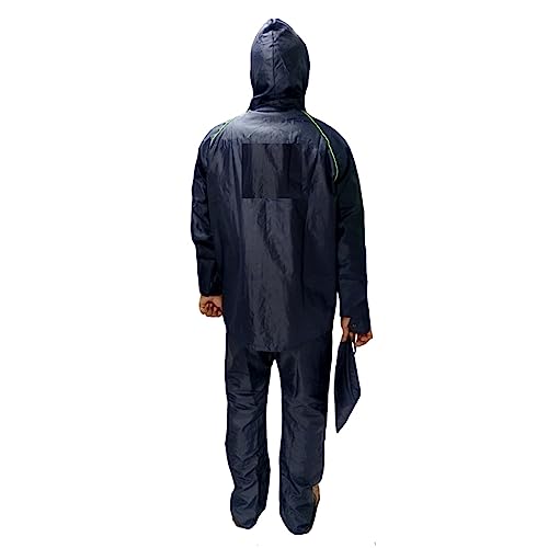 Image of Men's Waterproof Raincoat or Rainsuit Set - Includes Top and Bottom, Adjustable Hood, Inner Mobile Pocket, and Storage Bag - Polyester Reversible Double Layer Design
