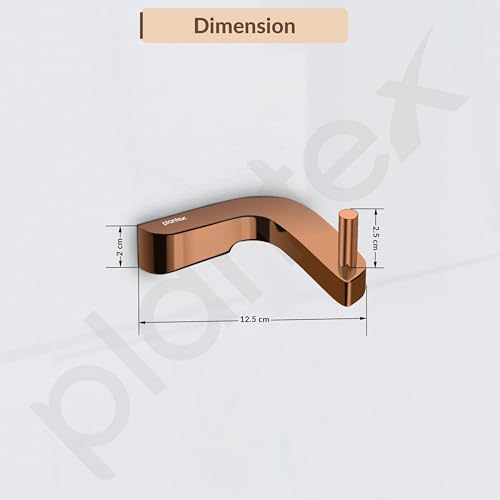 Image of Plantex Smero Pure Brass Made Robe Hook for Bathroom /Cloth Hanger for Wall /Hooks for Clothes Hanging - Smart (PVD Rose Gold)