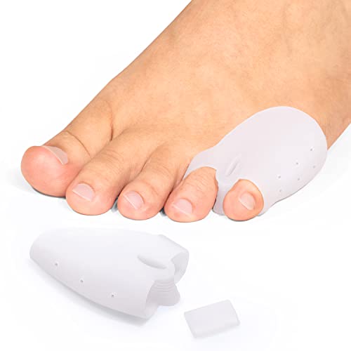 Kimihome 8 Packs Bunion Guards with Attached Toe Separator, Gel Bunion Corrector with Double Loops for Tail Toe, Prevent Big Toe from Drifting Inwards, Toe Straightener Offers Relief from Overlapping.