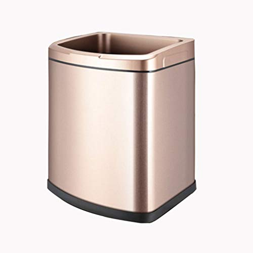 CAFIEDR Papelera Inteligente de Acero Inoxidable Cepillado, Cuadrada, con Capacidad para 7 litros/1,9 galones.(Oro 12L)
