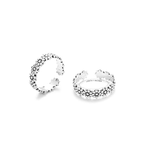 Image of DHRUVS COLLECTION 925 Oxidized Silver Glossy Finished Toe Ring for Girls & Women - 3.8 Grams