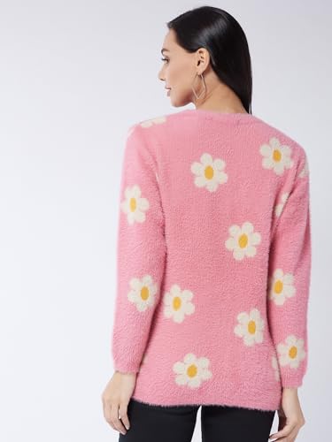 Image of Modeve Floral Print Round Neck Casual Women Sweater||Winterwear||