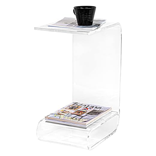 BEDOTO Acrylic End Table - G-Shaped End Coffee Tables - Transparent Small Drink Table - Acrylic Side Table for Home Office, Living Room - Clear Nightstand, Aesthetic Narrow Accent Acrylic Table