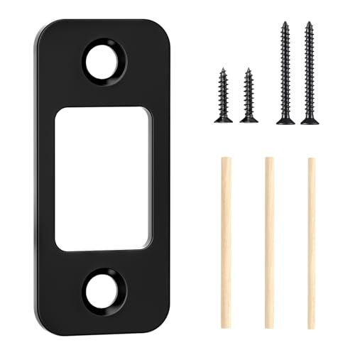 Deadbolt Strike Plate Door Backplate 1" x 2 1/4" Matte Black Round Corner Deadbolt Strike Plate - 1 Pack