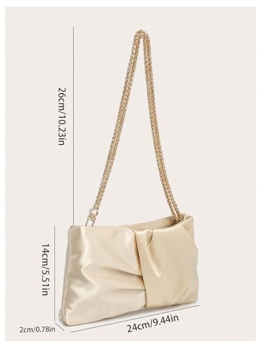 Image of GORGLITTER Women's Evening Bag Birthday Wedding Party Prom Handbag Small Dressy Formal Purse Pleated Satin Clutch