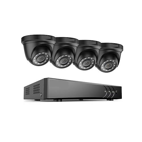 Sistemas de cámaras CCTV, de videovigilancia 8CH 1080P FHD H.265 + 5 en 1 grabadora de 5MP 1080P cámara de Seguridad Resistente a la Intemperie for Exteriores Kits CCTV(None,4pcs Cameras)