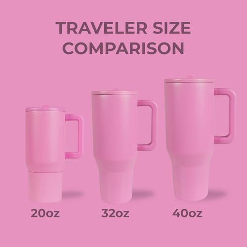 Image of HydroJug Traveler - 32 oz Water Bottle with Handle & Flip Straw - Fits in Cup Holder, Leak Resistant Tumbler-Reusable Insulated Stainless Steel & Rubber Base - Gifts for Women & Men, Taffy