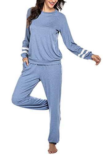 Image of Ekouaer Sweatsuits Womens Loungewear Set Tracksuit Long Sleeve Pajamas Set with Pockets 2 Piece Outfits Lounge Sets