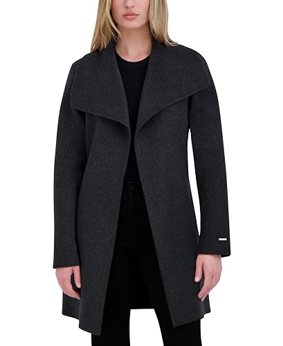 Image of TAHARI Women's Double-faced Luxury Soft Wool Blend Peacoat- Wrap Wool Coat With Removable Belt
