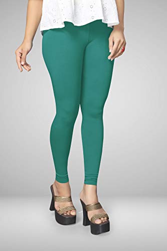 Image of Women's Cotton Skinny Leggings with Ankle Length Solid Pattern Mid Rise and Elastic Closure | Cotton Skinny Leggings for Womens