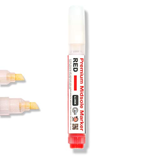Wilkins Premium Midsole Marker for Customization Paint on Leather, Suede, Fabric and Soft Foam for 2-4 Pair of Shoes (Red)