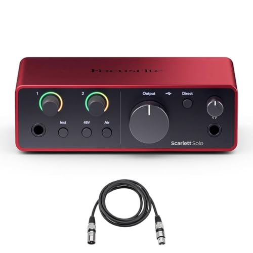 Scarlett Solo 4th Gen USB Audio Interface with XLR 10 Foot Mic Cable