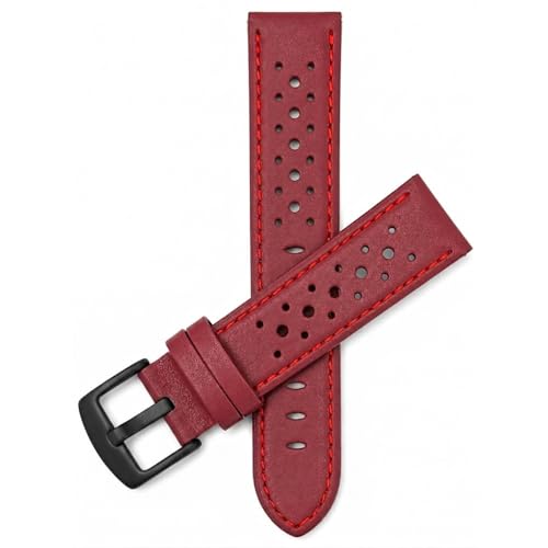 Image of Bandini Mens Leather Watch Band Strap, Vented, Racer, GT Rally, Stainless Steel Buckle, 10 Colors - 18mm, 20mm, 22mm, 24mm (Many sizes also come in Extra Long XL)