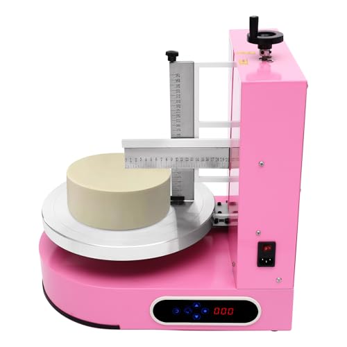LyeXD 110V Cake Cream Smooth Coating Decoration Machine, 30-200RPM DIY Cake Butter Cream Spreading Machine w/LED Display, Automatic Cream Butter Coating Machine for 4-12inch Cakes (Pink)