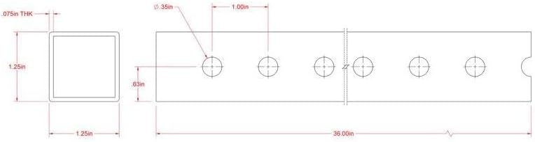 STEELWORKS BOLTMASTER 11200 Tele Perf Tube, 1-1/4 x 36"