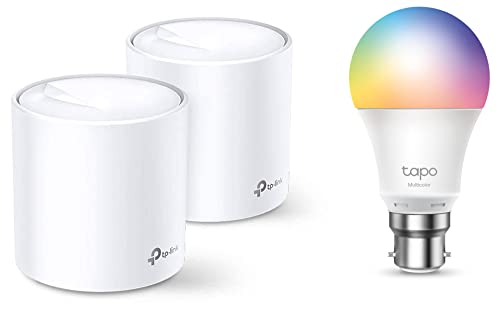 Image of TP-link Deco X60(2-Pack) Dual Band WiFi 6 Mesh AX3000 Smart Router and Free Color tp-link Tapo Smart WiFi Bulb Tapo L530B 8.7W