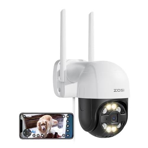 ZOSI C289 2.5K 4MP Cámara de Vigilancia Seguridad WiFi PT Exterior con Enchufe, Visión Nocturna en Color, Detección y Seguimiento de Persona, Audio Bidireccional 1x C289 Blanco