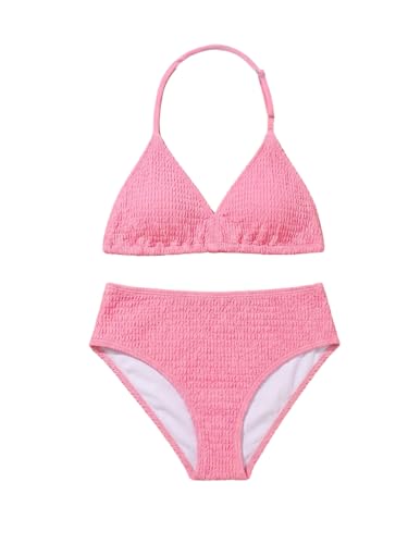 Image of RoseSeek Girl's Tie Dye Smocked 2 Piece Swimwear Sets Backless Cute Bikini