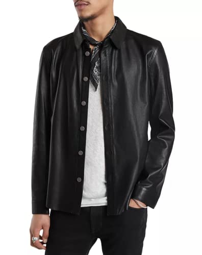 John Varvatos Men's Travis Leather Shirt Jacket