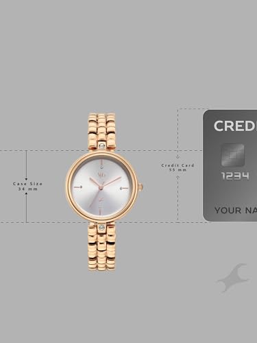 Image of Fastrack Vyb Iconique with Quartz Analog Silver Dial Rose Gold Zinc Alloy Strap Watch for Girls - FV60115WM01W