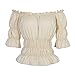 frawirshau Off The Shoulder Tops Renaissance Pirate Shirt Peasant Blouse Summer Cute Boho Blouse Top for Women, Beige, M