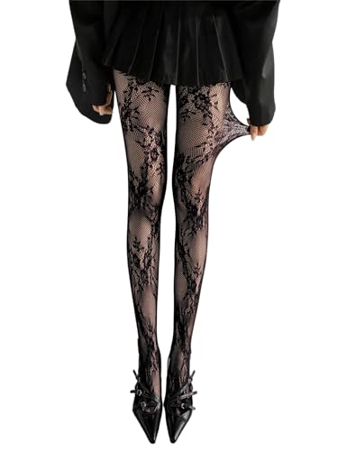 Image of SHENHE Women's Patterned Fishnet Tights High Waist Pantyhose Floral Stockings