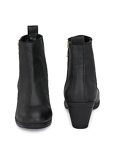 Image of EL PASO Women's Black Faux Leather Rugged Casual Boot-5