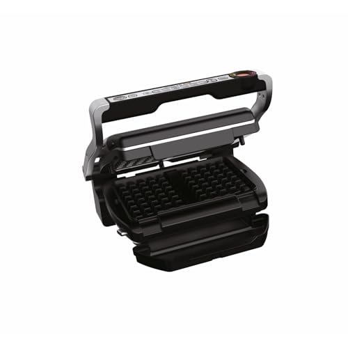 Tefal OptiGrill Waffelplatten, passend für OptiGrill+ und Elite Modell, einfach zubereitetete Belgische Waffeln, inklusive Schöpfkelle, spülmaschinengeeignet, schwarz, XA7248