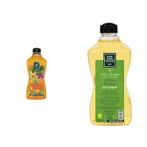 Eyüp Sabri Tuncer Doğal Zeytinyağlı Sıvı Sabun, Bodrum Mandalinası, 1,5 L Pet Şişe (1 x 1500 ml) xEyüp Sabri Tuncer Doğal Zeytinyağlı Sıvı Sabun Çeşme Limonu 1,5 L Pet Şişe (1 x 1500 ml)